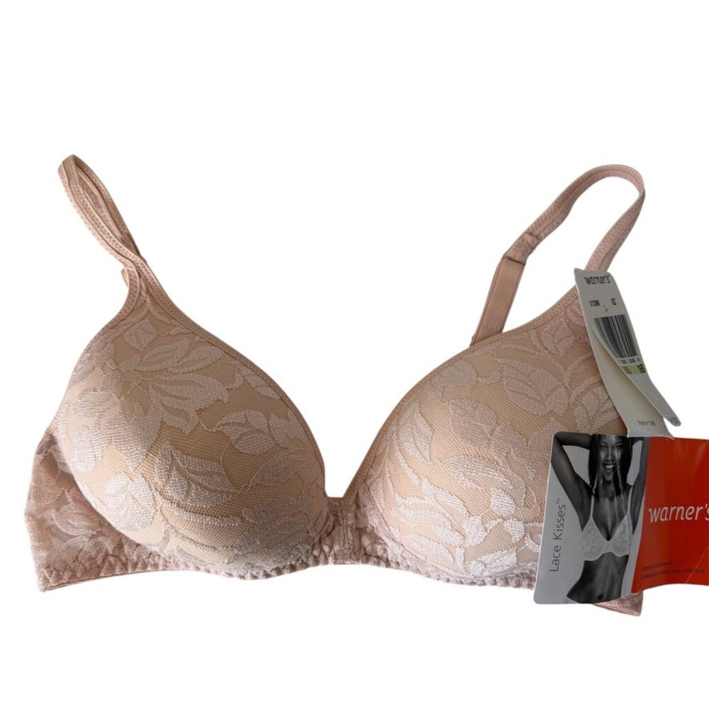 Warner's Lace Kisses Contour Underwire Lightly Lined Light Pink Bra Size 36B NEW